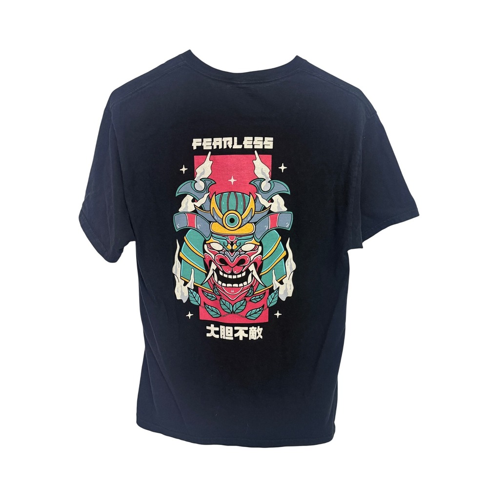 Thirty Single Fearless Oni Samurai Mask Graphic T-Shirt Black Mens Medium
